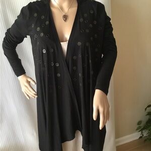 Calvin Klein Black Cardigan with Silver Accents
